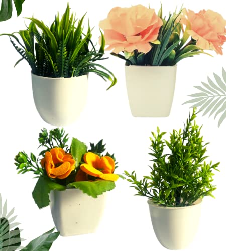 Image of Artificial Flowers for Decoration with Pot Combo of 2PCs Artificial Forest Bonsai Plant with Plastic Pot for Home Decoration Office Table Greenery Room Home Decor Plants (S2P)