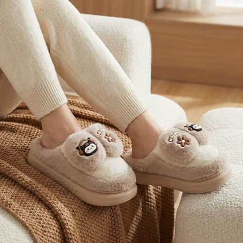 Image of VRITRAZ Women's Comfort Slip On Closed Toe Warm Winter House Clog Indoor Slipper with Cute Print and Degins