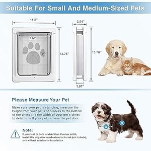   Medium-Dog-Doors-Plastic-Pets-Door-Doggy-Door-with-Magnetic-Locking-Panel-for-Home-Security-Automatic-Doggie-Door-Suitable-for-Small-Medium-Dogs-Cats-Easy-Install-Weatherproof-White