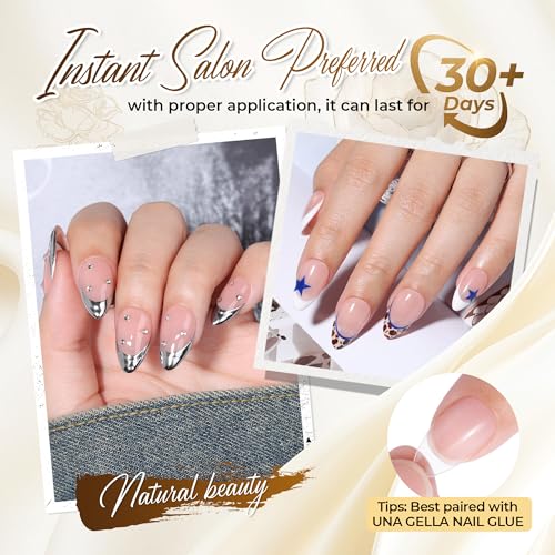 Image of UNA GELLA Short Almond Nail Tips: 504PCS Short Fake Nails Soft Press On Gel Nail Tips Pre Shaped Almond Shape Home Nail Extension Full Cover, 12 Sizes Acrylic Gelly Tips