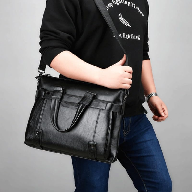 Nordic Horizontal Briefcase Men's Business Handbag Shoulder Messenger Casual Computer Bag for Office Commute3
