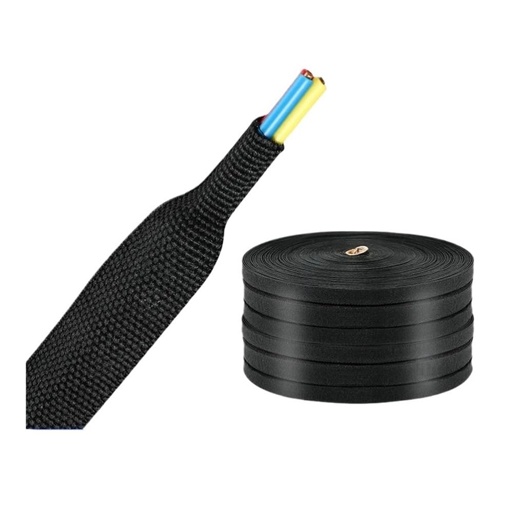 Wąż termokurczliwy, pleciona tuleja kablowa, 6 ~ 30 mm, izolacja, trudnopalny nawijanie drutu, ochrona, PET, organizer do przewodów samochodowych (średnica wewnętrzna 25 mm, 30 m)