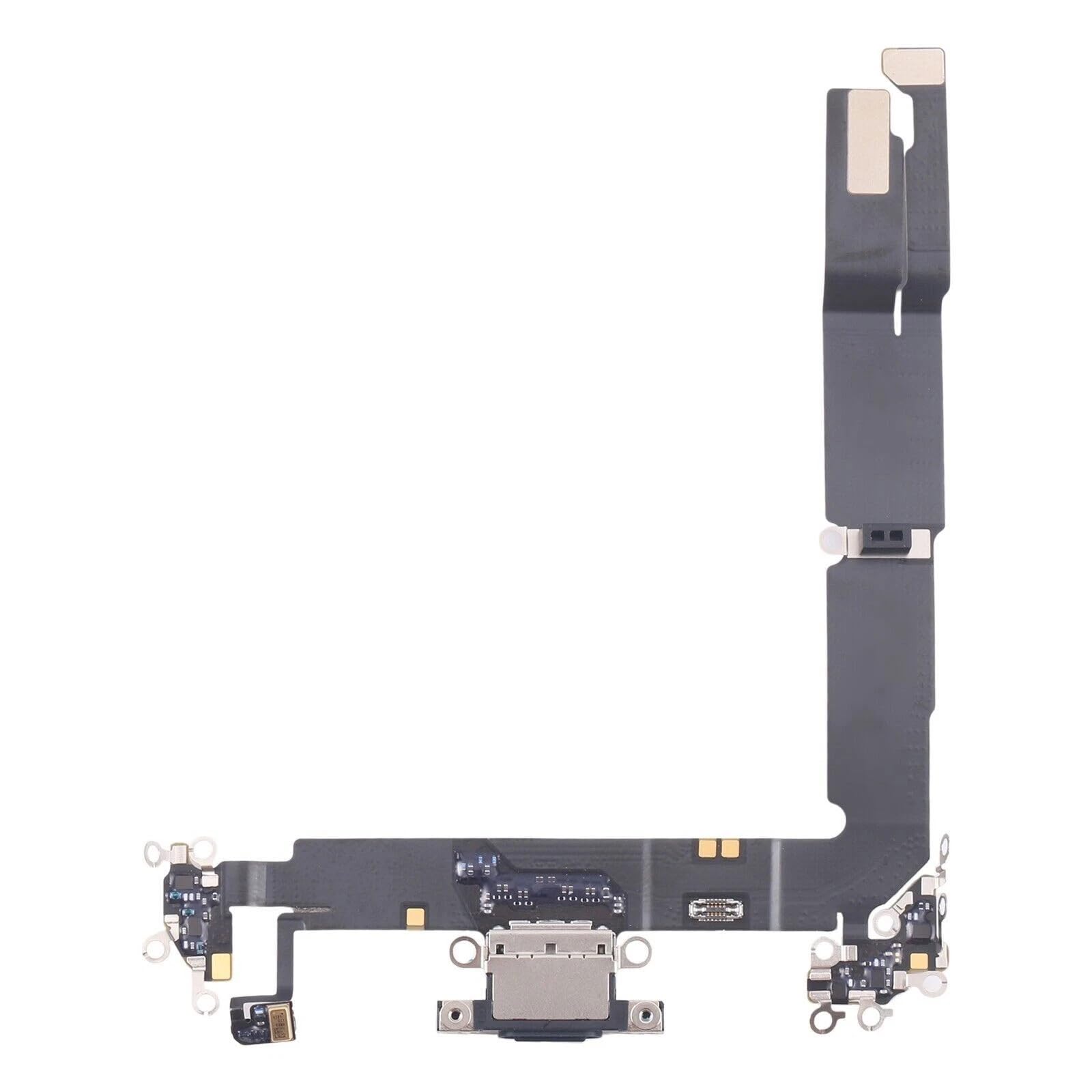Charging Port Board Dock Connector Socket Module Flex Replacement Compatible with iPhone 16 Plus (Black)
