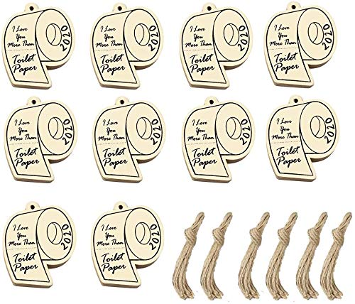APMIXI 10PCS 2020 Toilet Paper Ornament Christmas Tree Wooden Hanging Ornaments Thanksgiving Xmas Gift for Friends Parents - I Love You More Than Toilet Paper Ornament