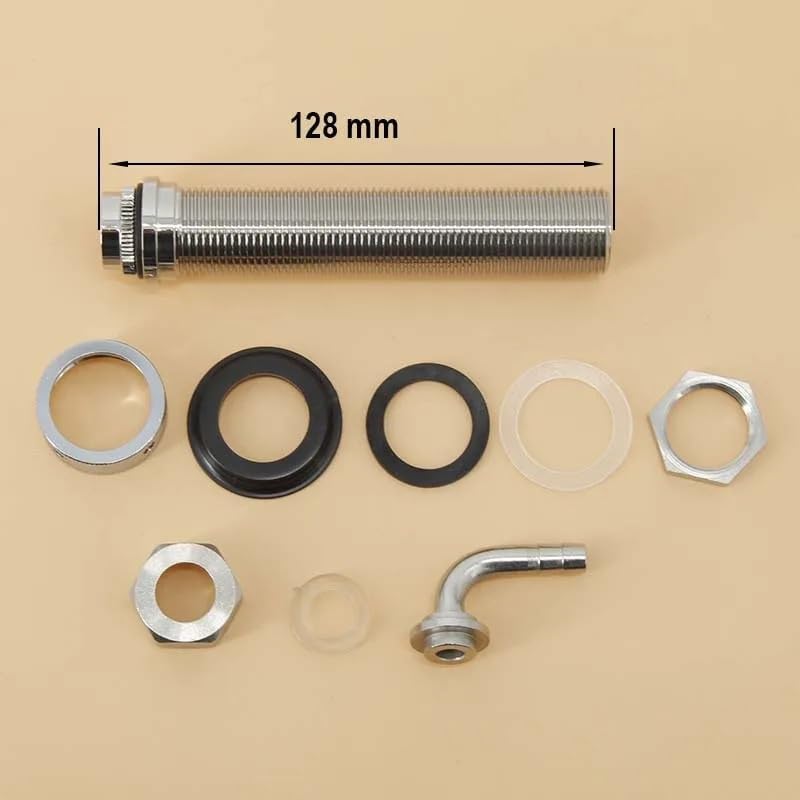 Beer Tap Shank with 8mm Elbow, 5/8" ID Bore, Chrome Plated Brass Homebrew Kegging Parts for Kegerator Jockey Box, DIY Home Brewing Equipment(128mm Shank)