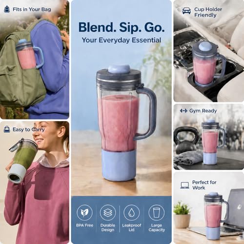 Image of 26oz Replacement Tumbler Cup for Ninja BlendBOSS, Cyberspace | Travel Smoothie Blender Cup with Leakproof Lid & Detachable Straw Compatible with Ninja DB301 & DB351 Series Blender
