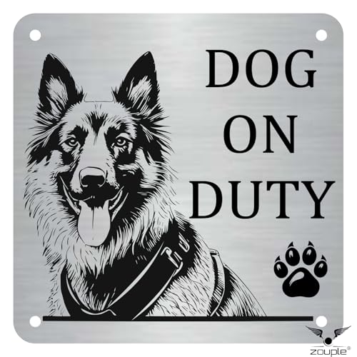 Image of Beware of Dog Sign, German Shepherd, 8x8 Inch, Durable Steel, Triple Mount