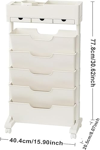Miniatura 3 de Carrito rodante de 6 niveles, estantería abierta y estantería, estantería móvil con ruedas de 3 cajones, estantes de almacenamiento, carrito de