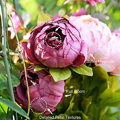 Image of FiveSeasonStuff Vintage Artificial Peonies Silk Flowers and Hydrangeas for Wedding Bridal Home Decor - Beautiful Floral Centerpiece Arrangement Decoration with 2 Bouquets (Mixed Fandango)