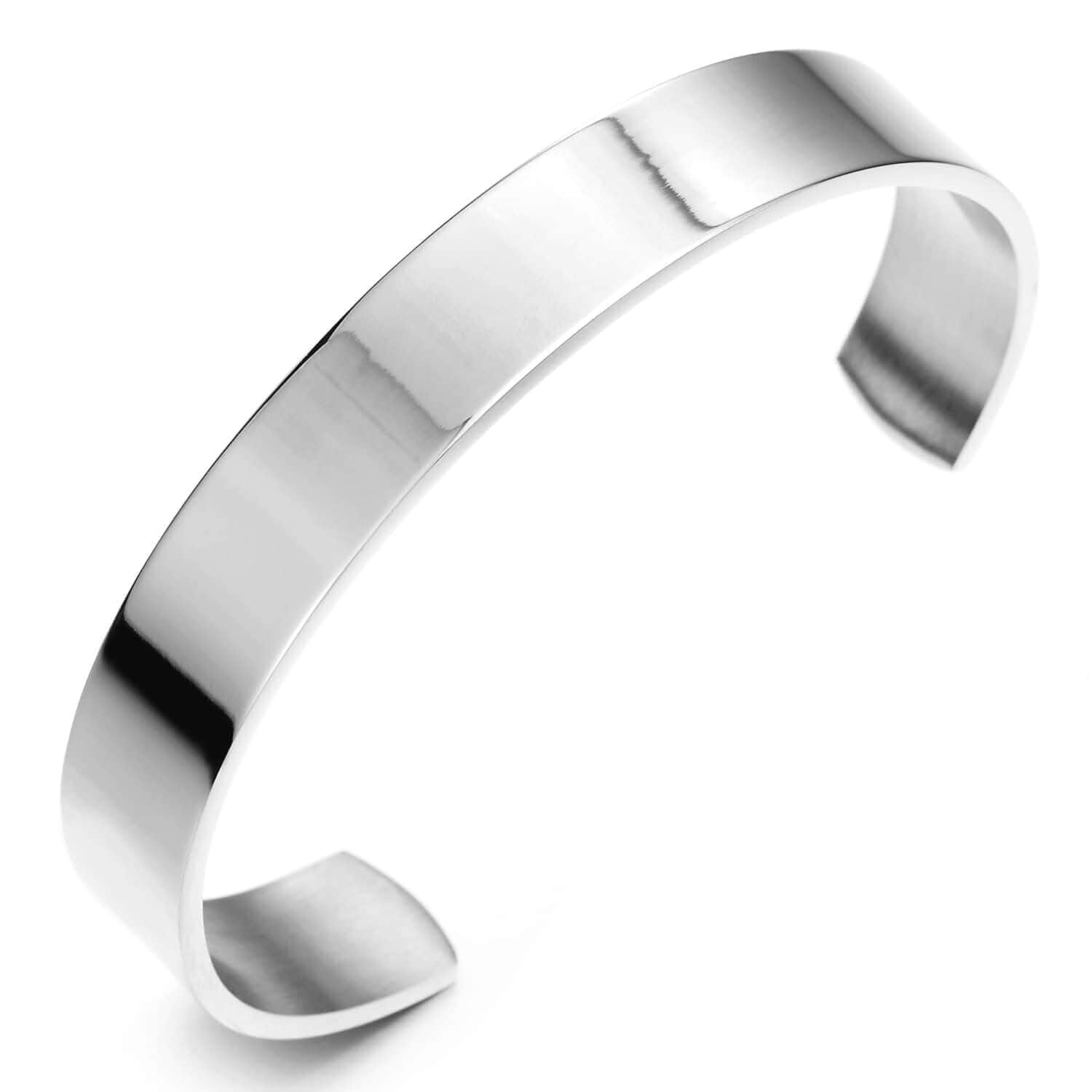 Stainless Steel Adjustable Cuff Bangle Bracelet for Men Women Minimalist