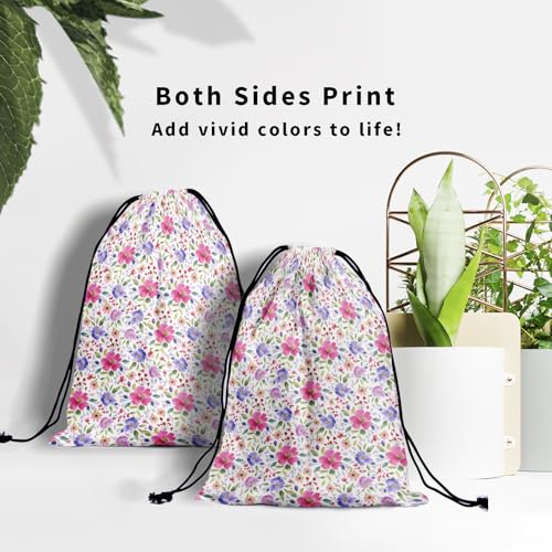 Image of Nerxy Floral Grip Bag - Spring Gymnastics Grip Bag Summer Gymnasts Gym Bag Pink Flower Drawstring Gift Bag Gym Storage Pouch for Sports Party Favors
