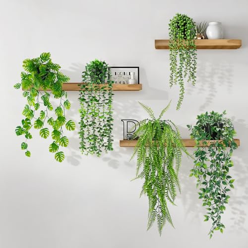 Chicpant 5PCS Plante Suspendue Artificielle Interieur Tombante avec Pot Fausse Plante Interieur Tombante Artificielle pour Deco Salle de Bain Room Decor Maison Bureau...