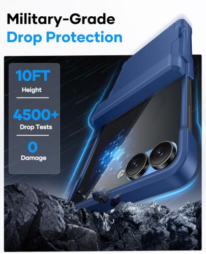Image of for Samsung Galaxy Z Flip 8 Case Wallet with Privacy Screen Protector, Blue | Card Holder (2-3 Cards), Hinge Protection, Military Drop Protection, Heavy Duty Protective Phone Cover for Samsung ZFlip 8
