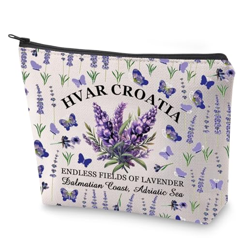 Zagreb Travel Cosmetic Bag Croatian Island Gift Hvar Croatia Makeup Bag Souvenir Gift (Hvar Croatia)