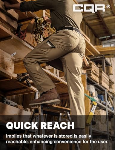 Image of CQR Men's Quick Dry Work Pants, Water Resistant Outdoor Tactical Pants, Lightweight Stretch Cargo Hiking Pants