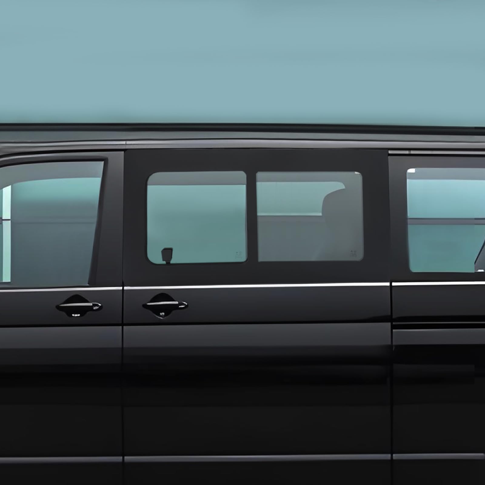 Spezielles Sicherheitsglas-Schiebefenster für die linke Seite des VW Transporter T5/T6, aus getöntem Echtglas, mit perfekter Passform, blick- und sonnenabweisend, solide Qualität, hohe Witterungsbestä