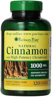 Cinnamon with High Potency Chromium, 1000 mg, Supports Sugar and Fat Metabolism, 120 Count by Puritan's Pride Brown (Pack of 1)