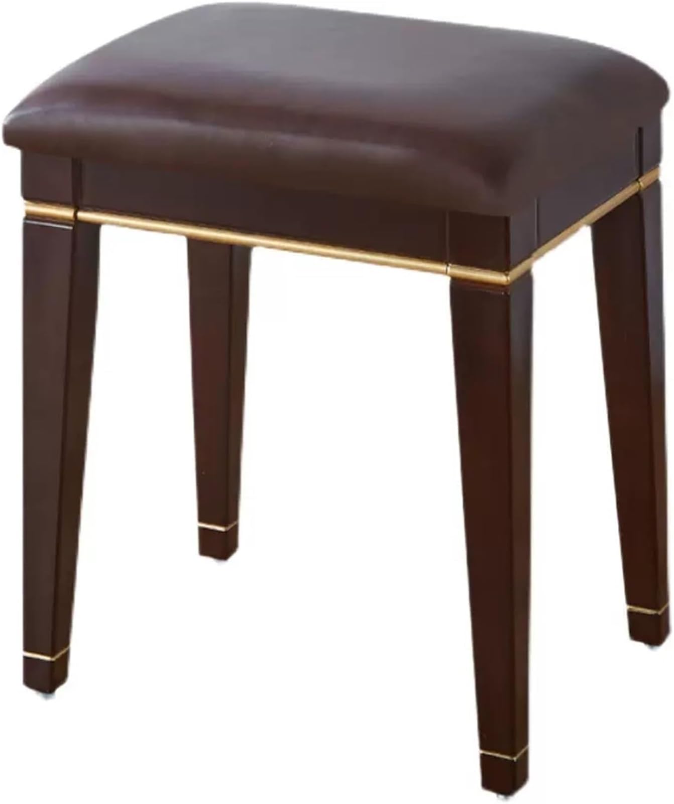 Padded Vanity Stool Bench for Makeup Room Living Room Bathroom Cotton Makeup Bench Height(Brown)