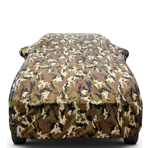 Image of Waterproof Car Body Cover for Maruti Alto 800 with Mirror Pocket, Triple Stitched Jungle Print Camouflage Design Long Lasting (JANGAL)