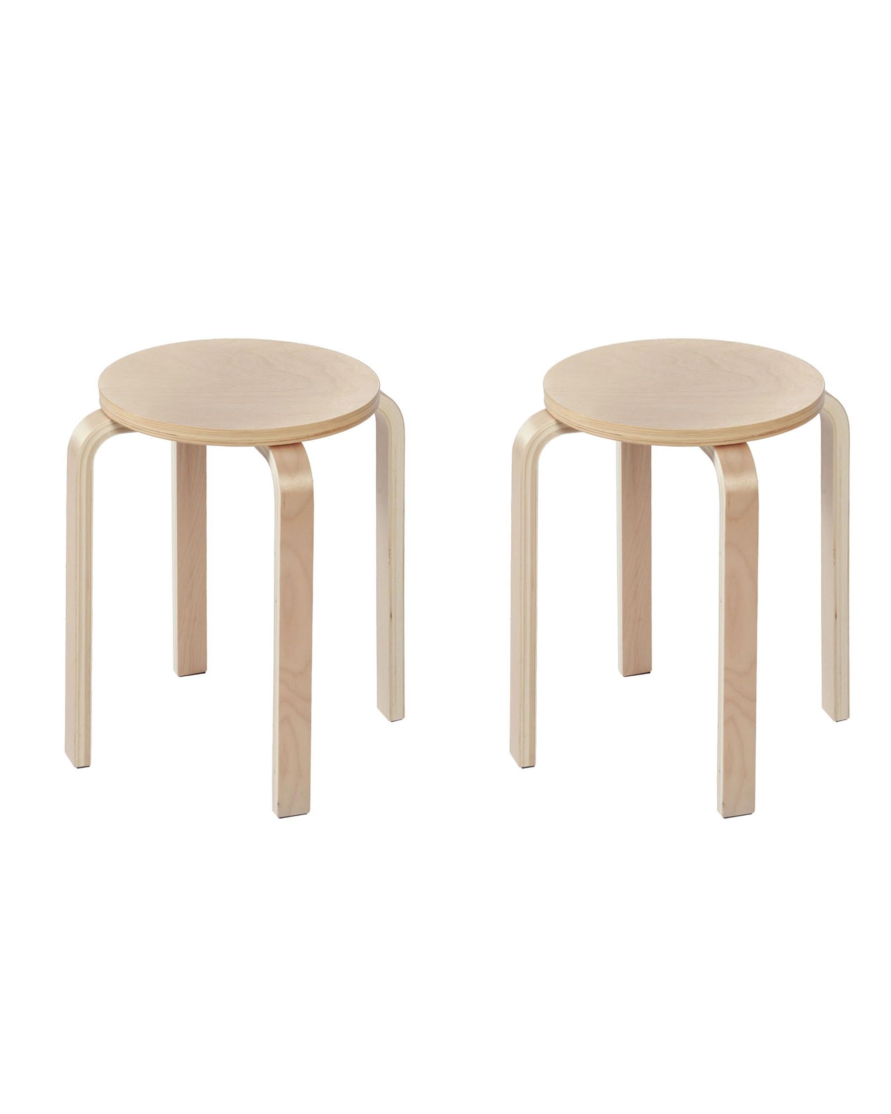 Tabouret Bois Lot de 2 Tabourets Empilables en Bois Tabouret Bas Rond pour Cuisine Salle à Manger Salon Café Maison Bureau Petit Tabouret en Bois Siège d’Appoint Gain de Place