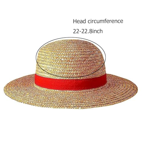 Image of Luffy Straw hat,Cosplay Hat for Halloween Costume Party, Animation Strawhats with String Sun Hats for Men Kids