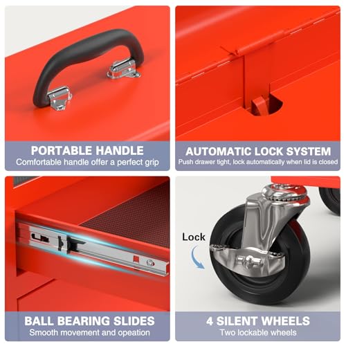 Image of 5-Drawer High Capacity Rolling Tool Chest, Removable Toolbox on Wheels Organizers, Lockable