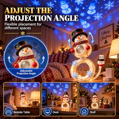 Christmas Tree Ceiling Projector, Plug and Play HD USB Night Light，Snowman - image 7