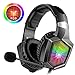 Produktbild WillNorn K8 Gaming Xbox One Headset Over-Ear-Kopfhörer mit Mikrofon, LED-Licht, Bass-Surround, weicher Memory-Ohrenschützer, Lautstärkeregler für Xbox One/PC/Mac/Tisch/Handy