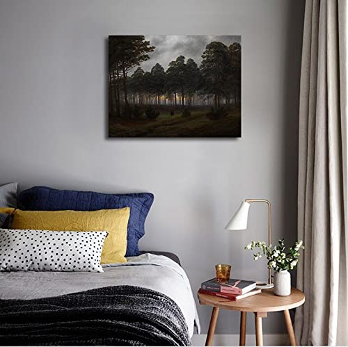 Tirages d'Art mural Caspar David Friedrich Le Soir Toile haut de gamme avec cadre - 3