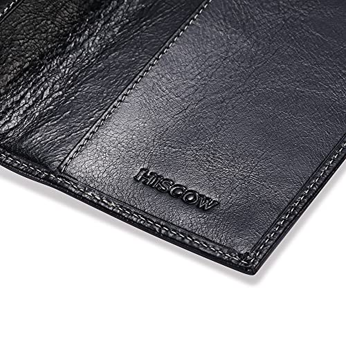 Image of HISCOW Minimalist Checkbook Cover - Full Grain Leather, Antiqued Black, One Size, Minimalist