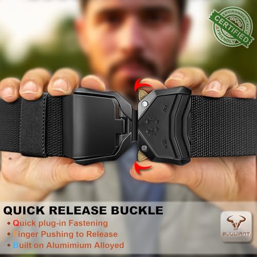 Image of BULLIANT Men Stretch Tactical Web Belt MultiPack 1.5 inch-Adjustable Fit | Smooth Sliding for Micro Fit - Tailored for Exact Size-Holeless for Golf Jeans or Casual