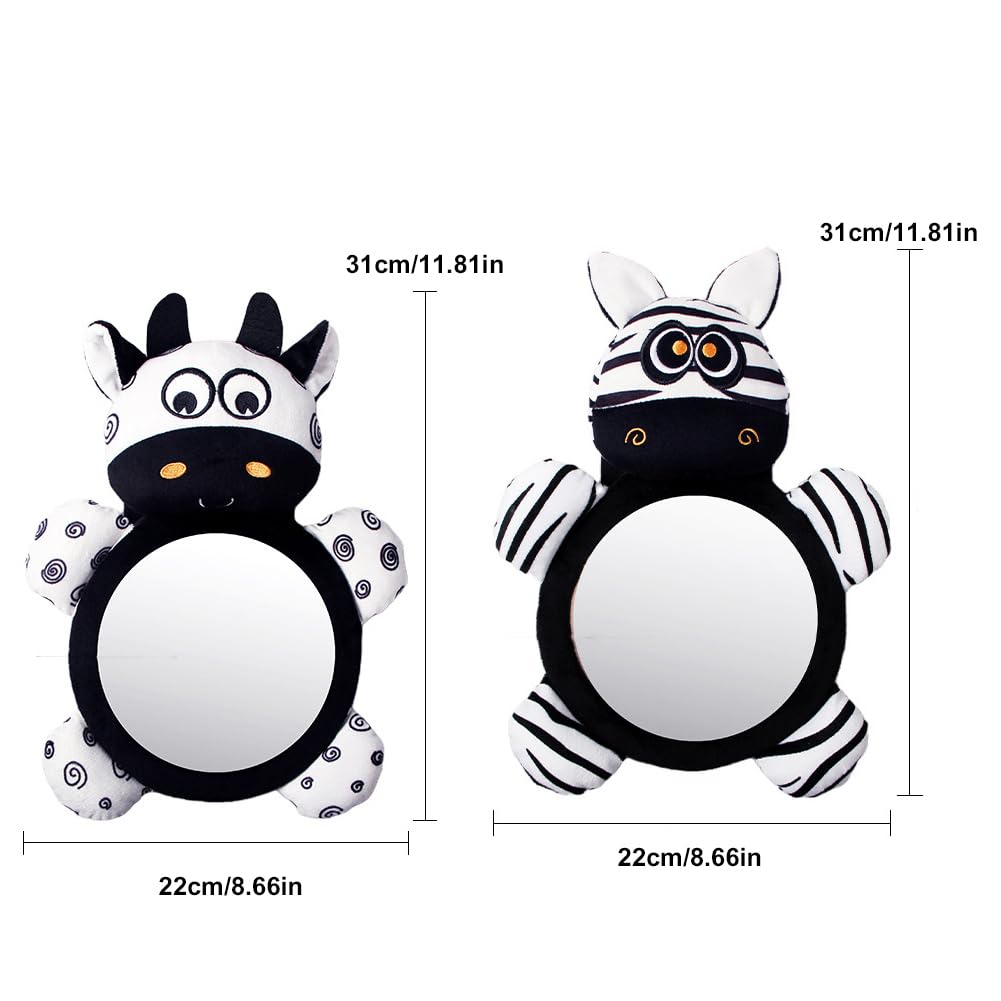 Surakey Baby Backseat Mirror for Car Rear Facing Mirrors for Baby Safety Cute Animals Shaped Shatterproof Backseat Viewer Safety Car Seat Mirror Car Mirror for Car Seat Accessories, Cow