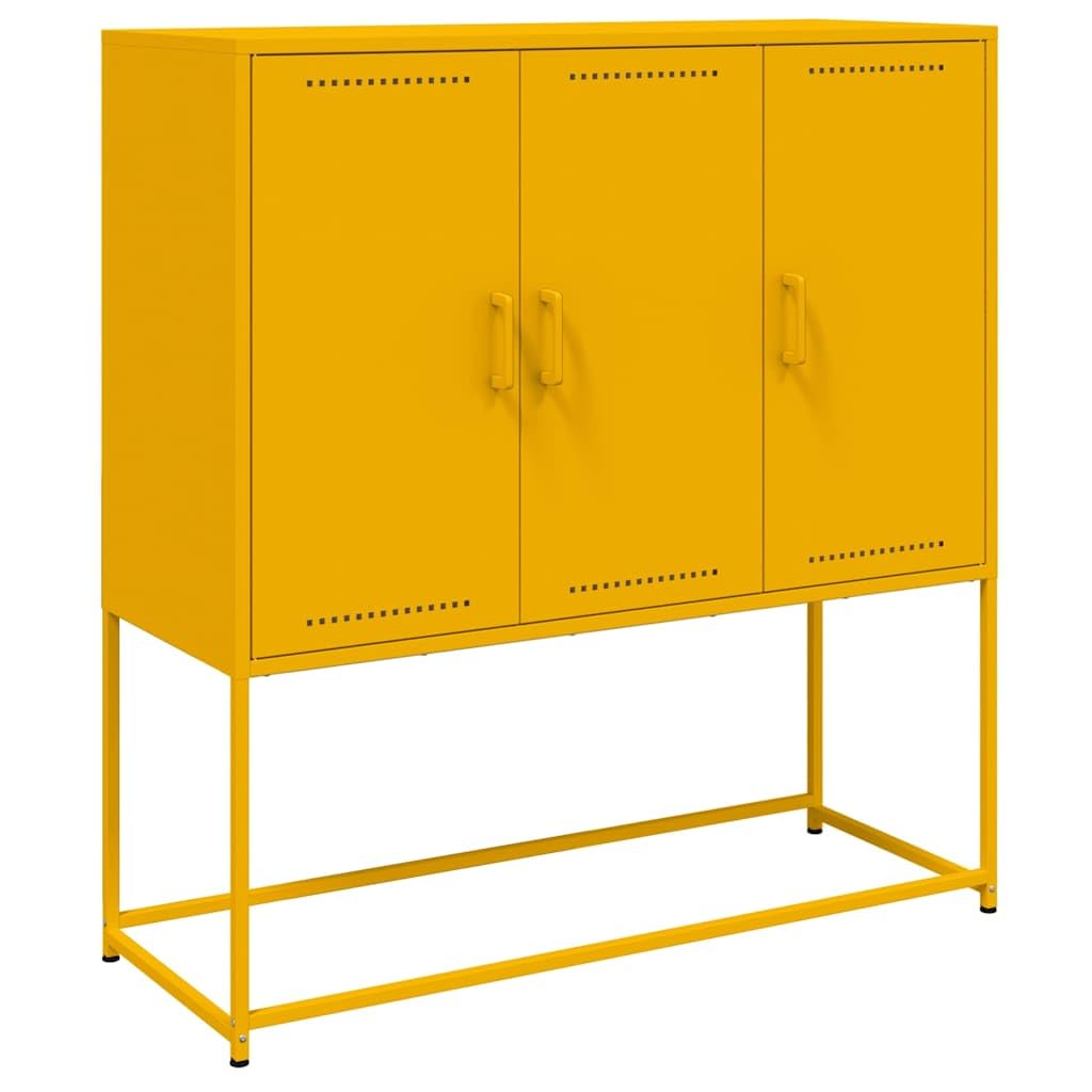 VIDAXL Highboard - Mustard Yellow - Steel - 100.5x39x107 cm