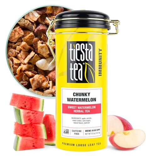 Image of Tiesta Tea - Chunky Watermelon, Loose Leaf, Sweet Watermelon Herbal Tea, Premium Non-Caffeinated Fruit Blend, Makes Hot or Iced & Brews Up to 50 Cups, 5oz Refillable Tin