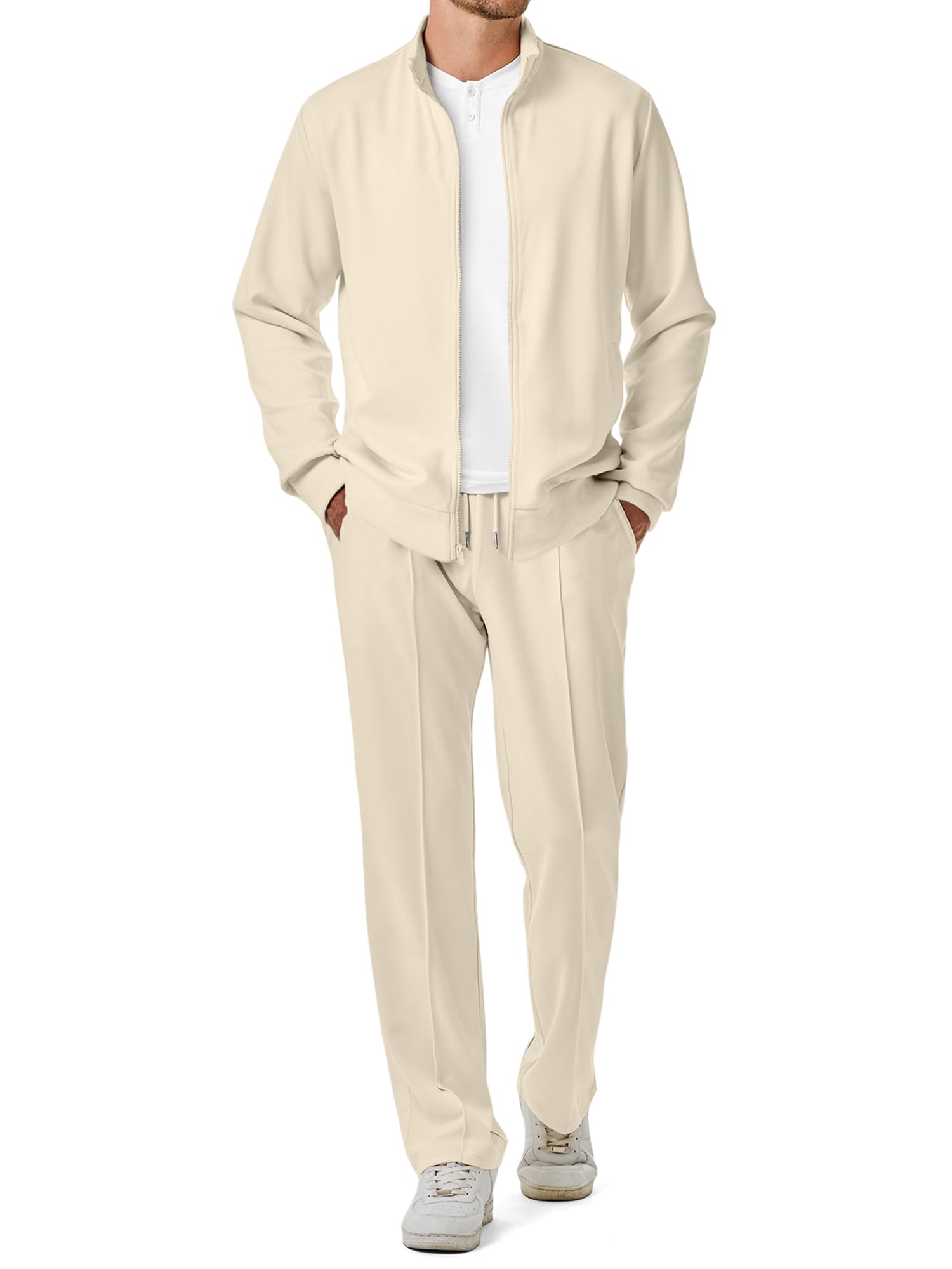 JMIERR Mens Sweatsuit Tracksuit 2 Piece Set Full Zip Casual Jogging Suits with Jogger Jackets and Pants Warm
