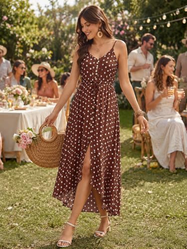Image of BROVAVE Women's 2026 Summer Casual Boho Sundress Spaghetti Strap Midi Dress