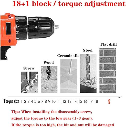 Spacmirrors Akkuschrauber Akku-Schlagbohrmaschine 12V Professionelles Akku-Bohrschrauber-Set mit 1 Akku, LED-Licht, Drehmoment 30Nm – Bild 3