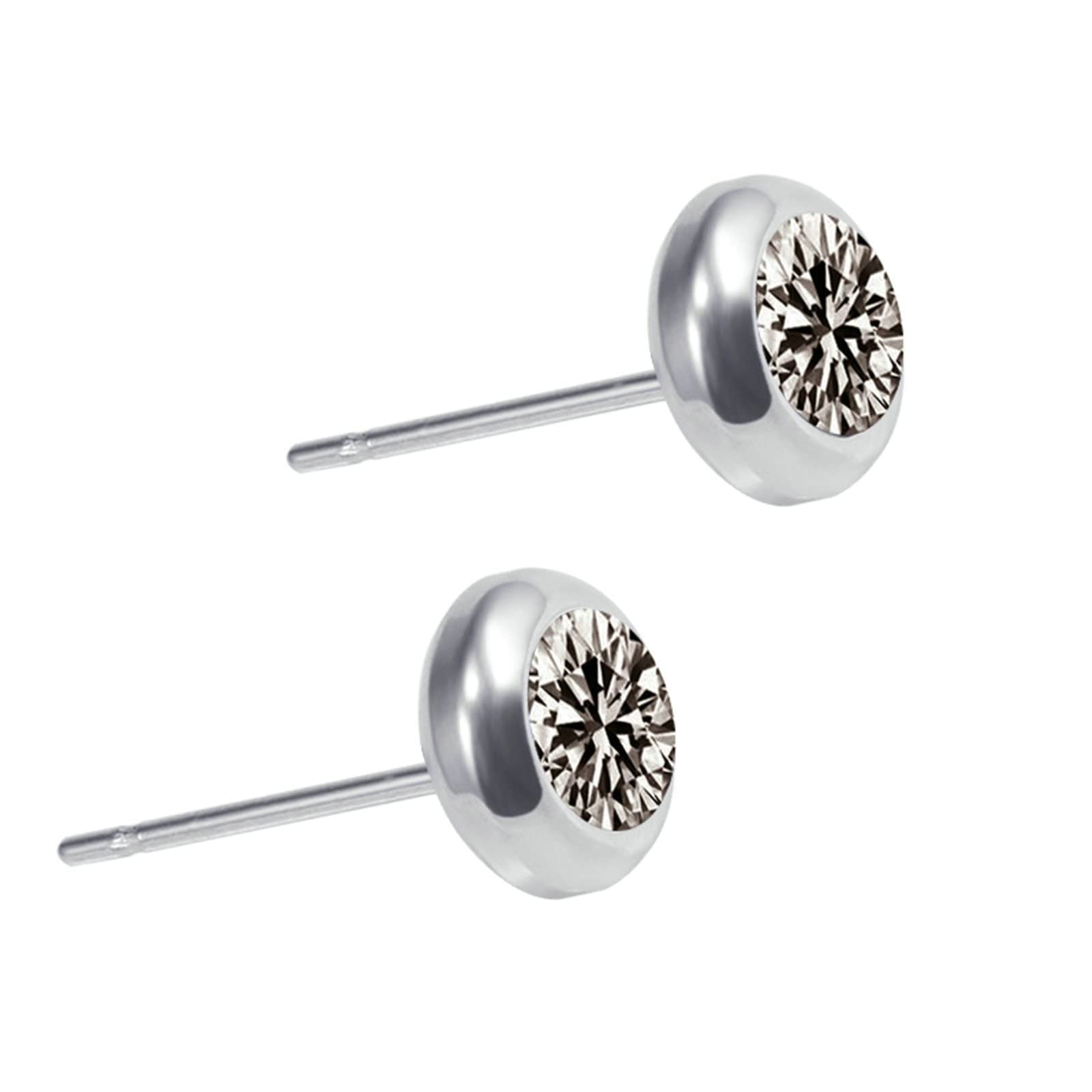Homxi Pendientes Mujer Hombre Baratos Modernos,Redondo 8MM Cristal Circonita Pendientes Acero Inoxidable Hombre Mujer Negro
