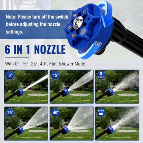Image of Cordless Portable Pressure Washer Gun 21V 12000mAh | Double Battery Wireless High Pressure Water Gun with 6-in-1 Nozzle & 5M Hose Pipe | Car Wash, Bike Cleaning & Outdoor Use for Kids and Adults.