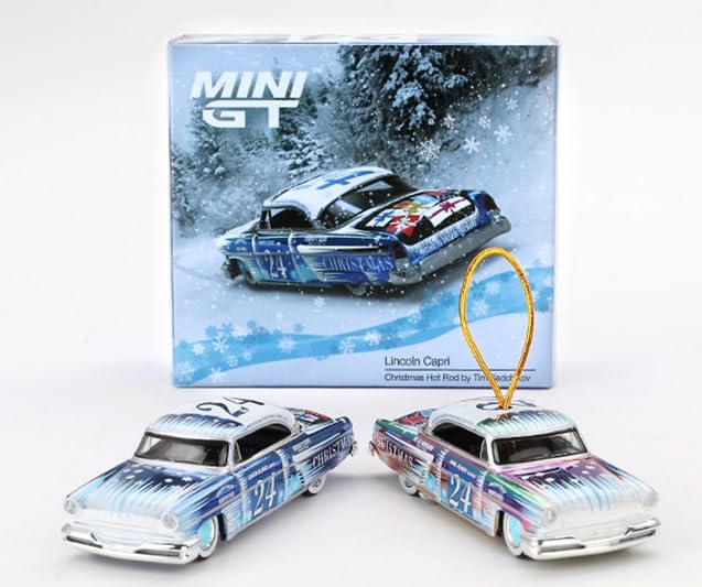 Diecast Collectibles Model Car Compatible with Mini GT 1:64 Lincoln Capri Christmas Hot Rod 2 Cars Set, by Tim Sadchikov 2024 Christmas Edition Limited MGT00888