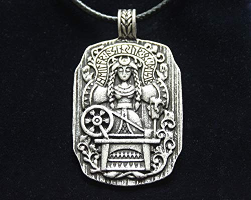 Norse Goddess Frigg Charm with 24 inch Waxed Cord and Gift Pouch