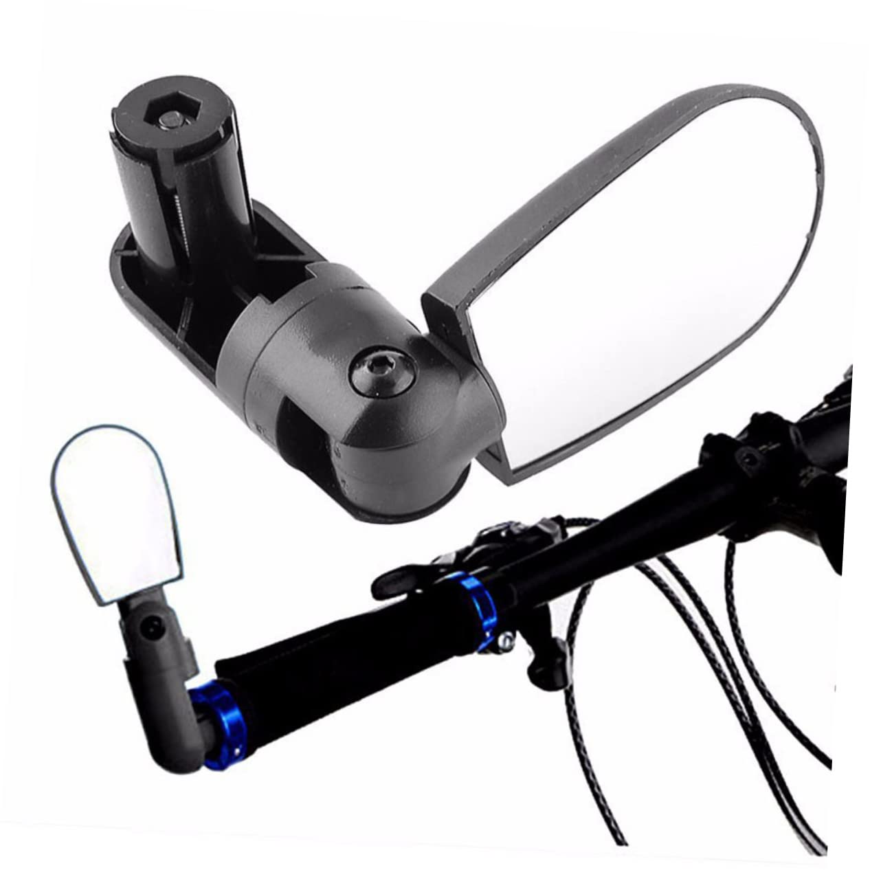 Mikikit Bike Handlebar Mirror Adjustable Wide Angle Rearview Mirror Super Resistant Lens Lightweight Design Easy Installation for Bikes Black