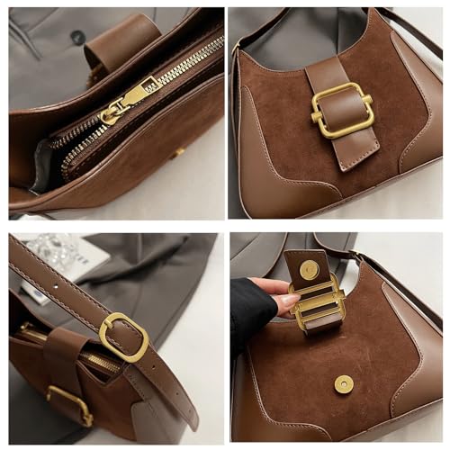 Suede Purse Vintage Buckle Accent Sling Suede Bag Casual Underarm Bag for Everyday Trendy Crossbody Bag 2025 Fall Party4