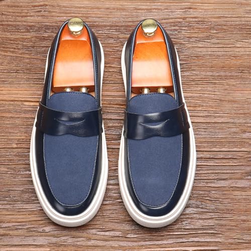Men's Genuine Leather Splicing Slip-On Loafers Lightweight Non-Slip Driving Shoes Breathable Boat Sneakers for Walking Travel Office3