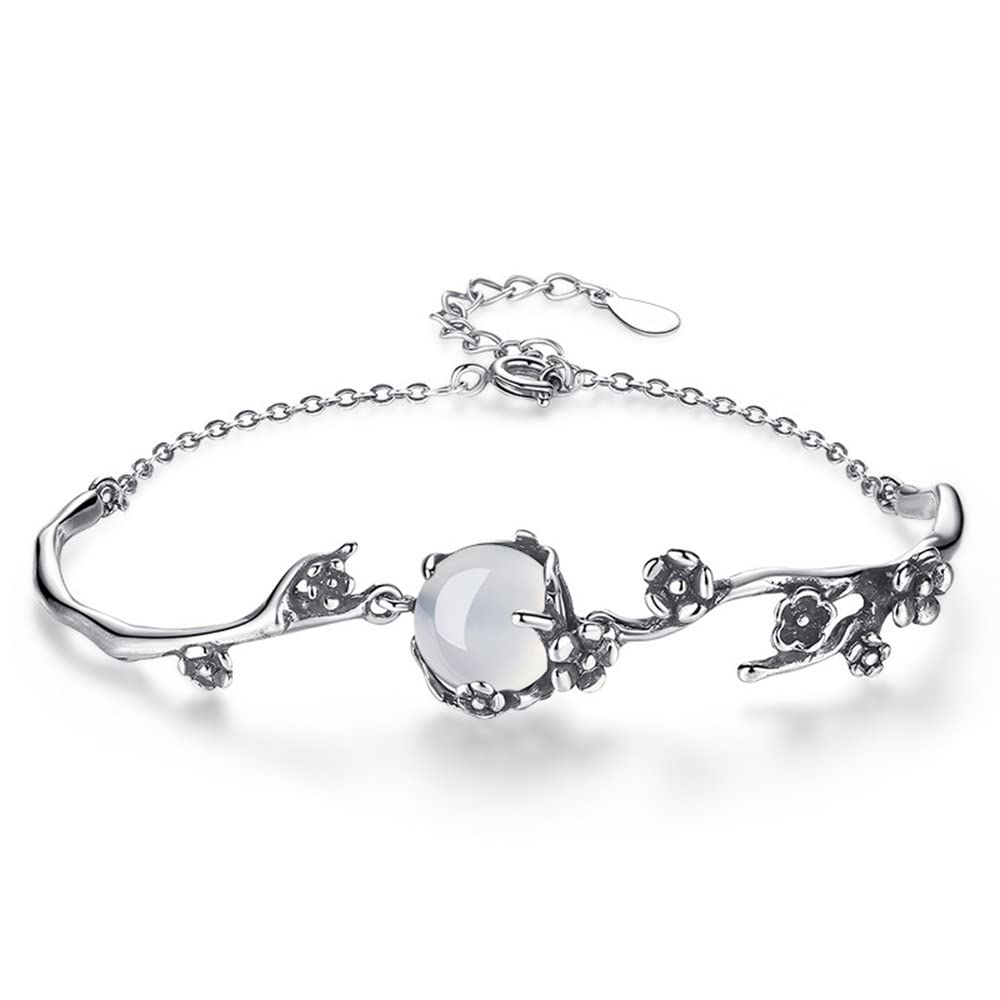 Pulseras ajustables de opalo blanco QYYZTHX para mujer 4