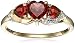 10k Yellow Gold Gemstone and Diamond Accent Triple Heart Ring