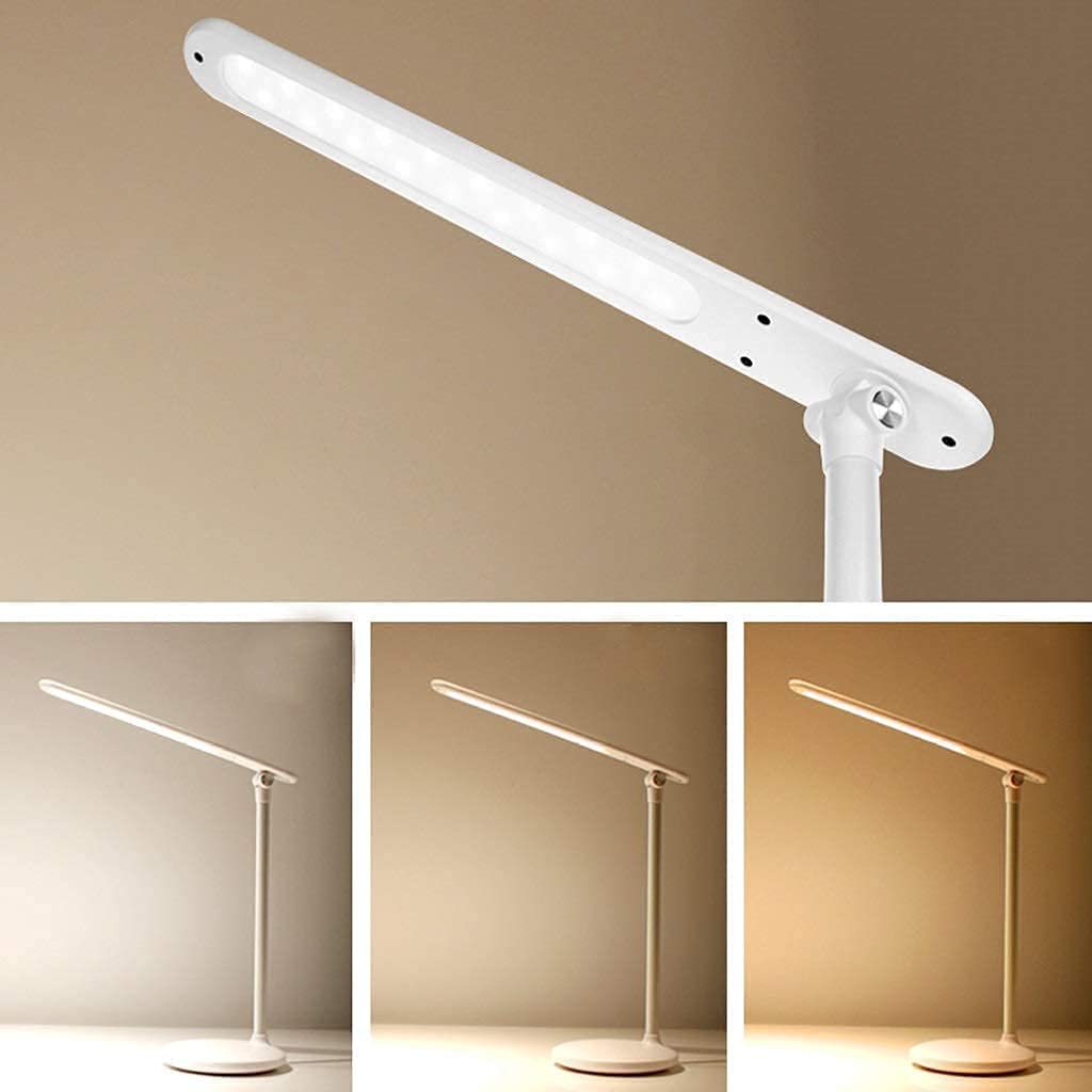 Lampada Da Scrivania Moderno Lampada Da Scrivania USB Ricaricabile Lampada Da Tavolo Pieghevole Dimmerabile Camera Da Letto Del Dormitorio Degli Studenti Delle Scuole Superiori Lampada Comodino(White)