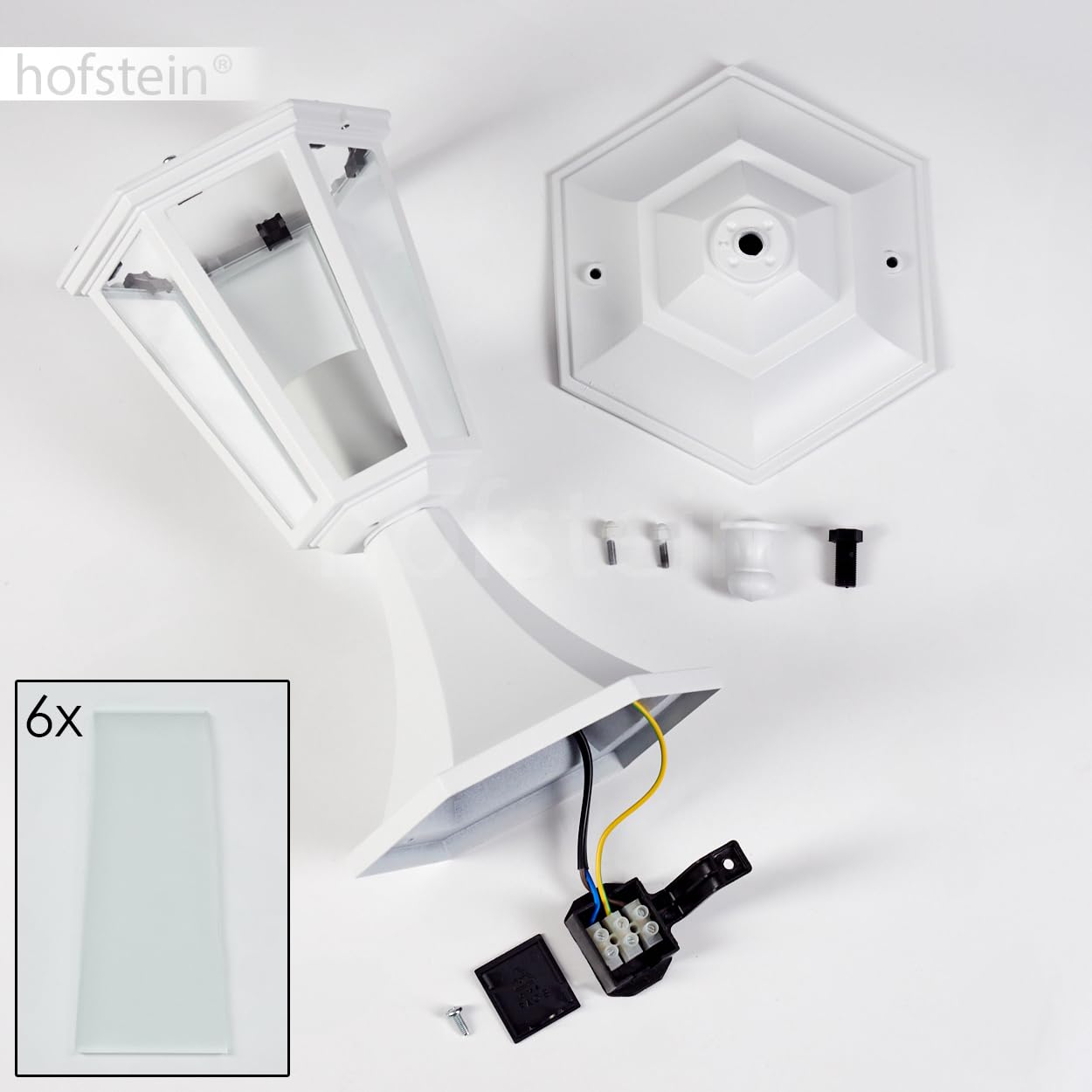 Luminaria de exterior Loria, luminaria de pie de metal/vidrio en blanco/gris claro, discos intercambiables en transparente, aspecto antiguo, 37 cm, jardín, iluminación de jardín IP44, E27 sin bombilla
