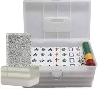 Conjunto Mahjong, conjunto de mahjong chinês, enviar toalha de mesa verde Mahjong, cartão de mahjong de acrílico para família, divertido jogo de tabuleiro para família, com caixa de plástico feita à mão