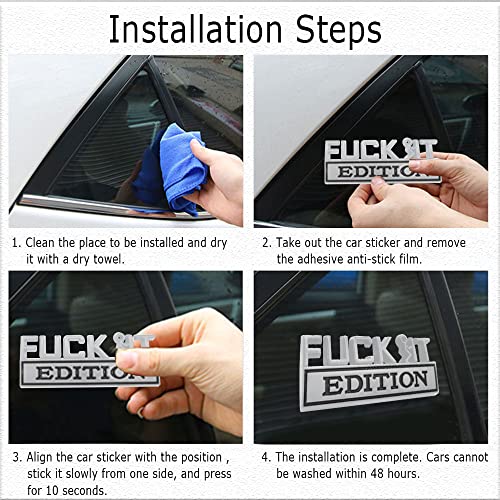 Image of Fuck IT Edition Emblem, Car Exterior Emblems Badge 3D Sticker Decal, Fuck-IT Edition Emblem 3D Fender Badge Decal, 3D Fender Badge Decal Car Truck Replacement, Fit for All Cars (Sliver Black)